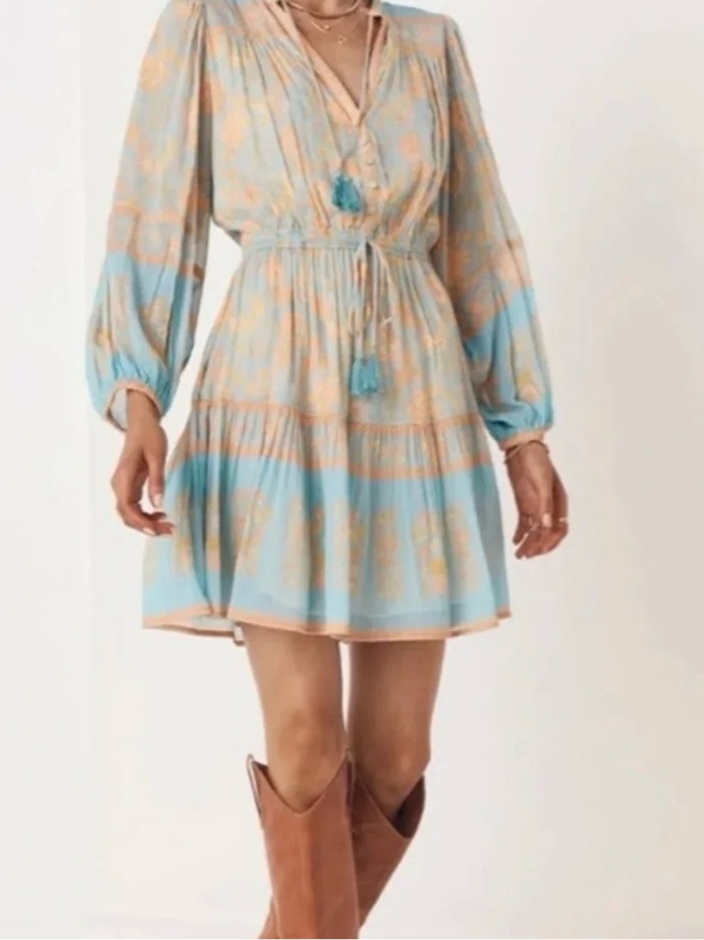 Spell & The Gypsy Juniper Playdress Eggshell Blue Peach Floral